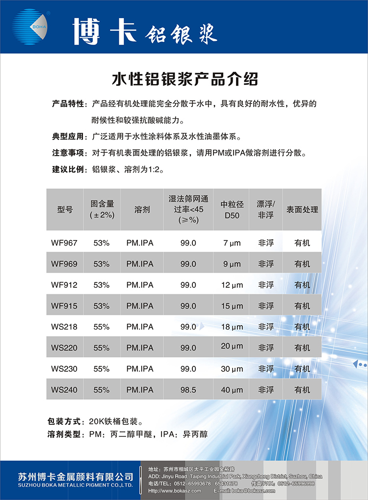 水性鋁銀漿產(chǎn)品說明